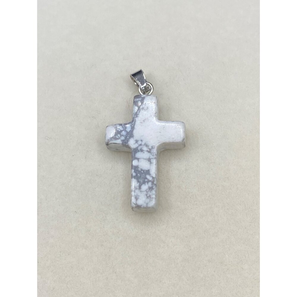 Natural magnesite cross pendant